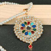 Nauratan Pearl Mala Necklace – Antique Look Kundan Pendant